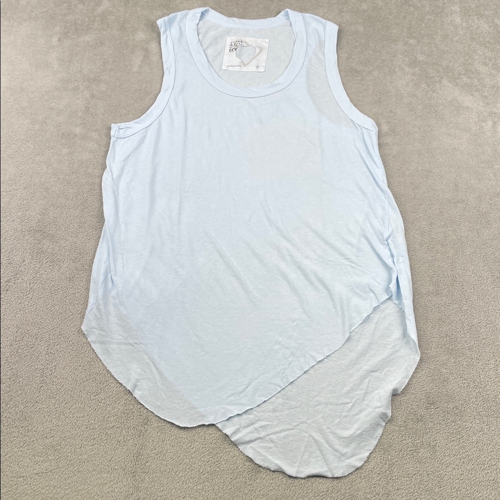 Frank & Eileen M Sky Blue 100% Cotton Curve Hem Tank Top Tee‎ Lab USA